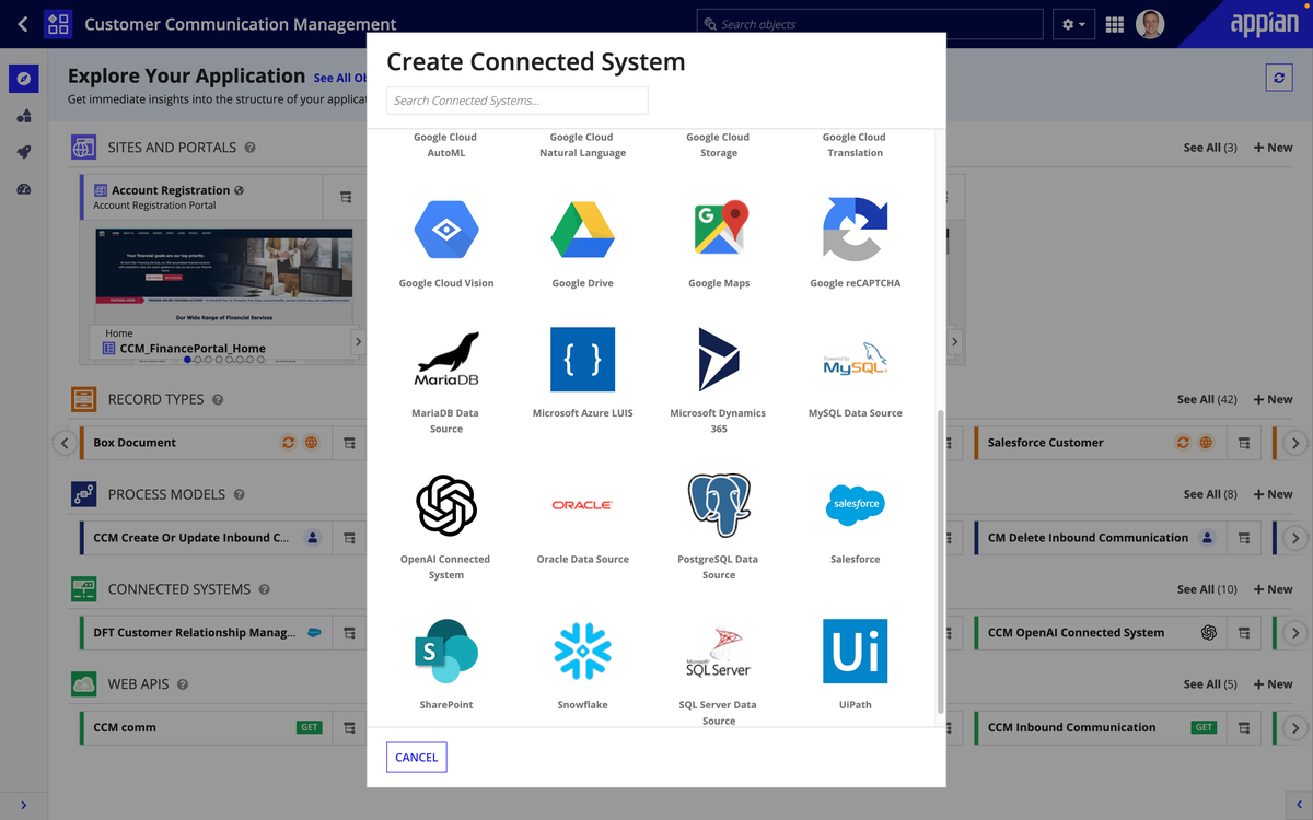 Creating of connected system in enterprise software