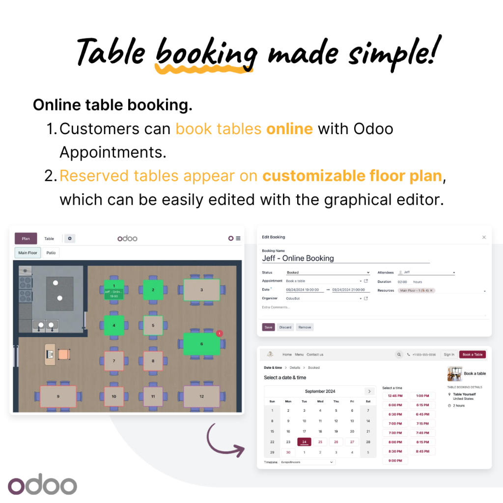 Odoo for restaurants - table booking