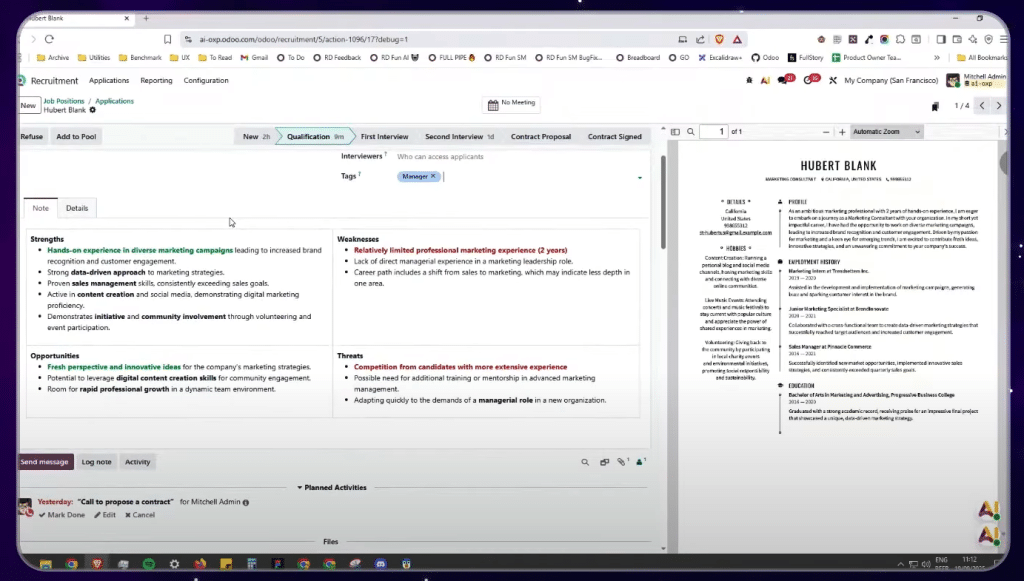 Odoo AI for recruitment