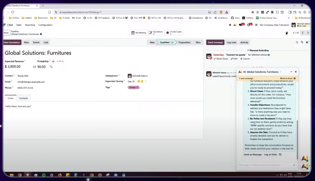 Odoo AI for sales