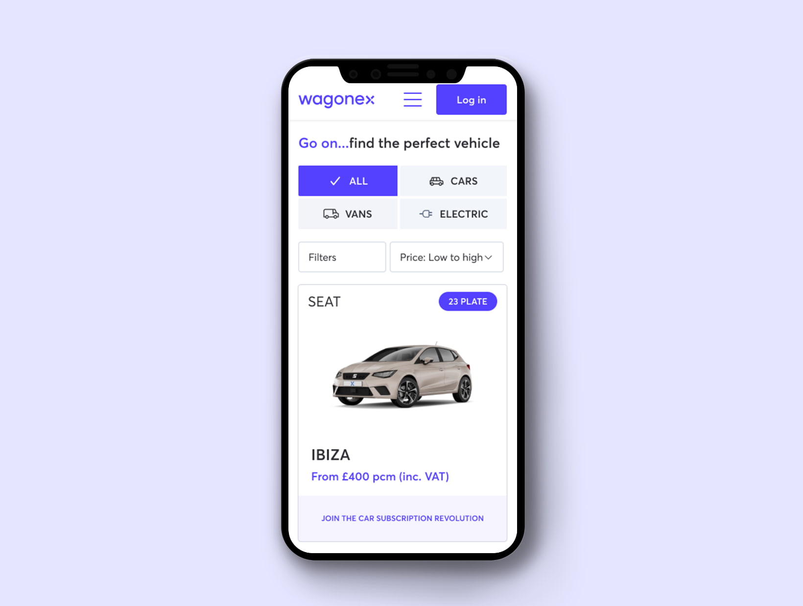 Subscription monetization model in car rental application