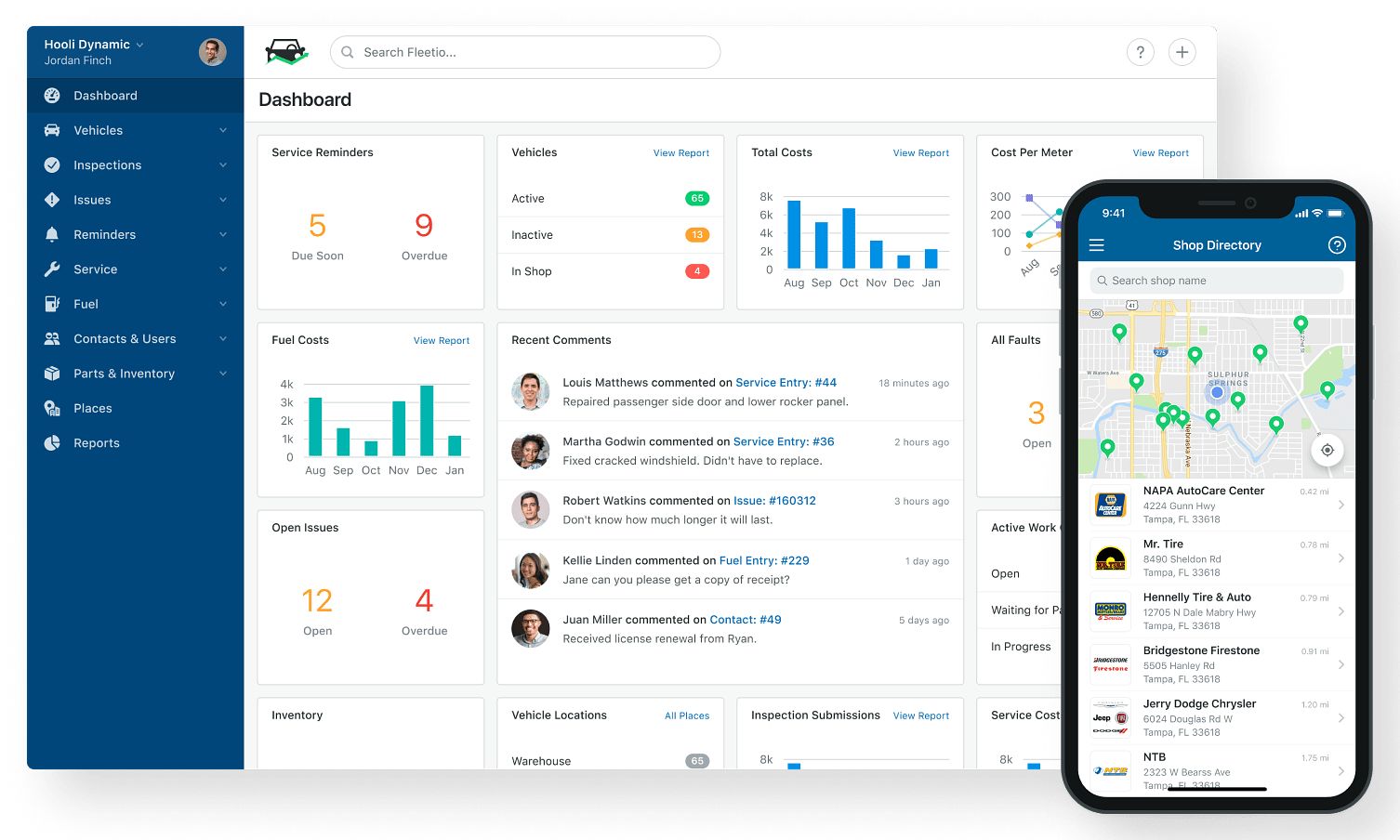 Fleet management software dashboard