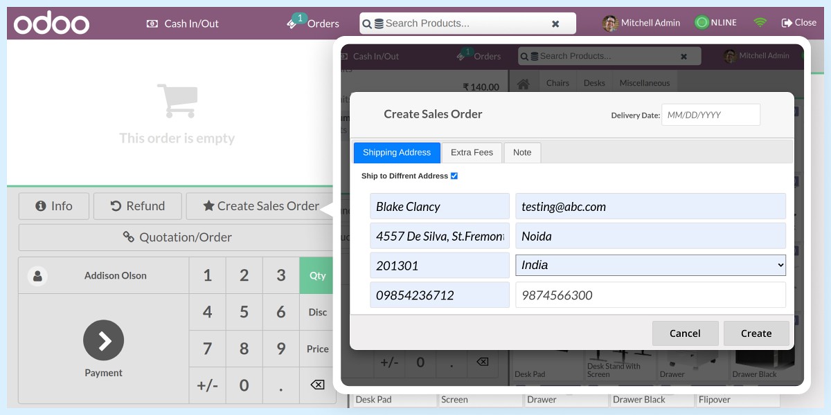 Home delivery management in Odoo