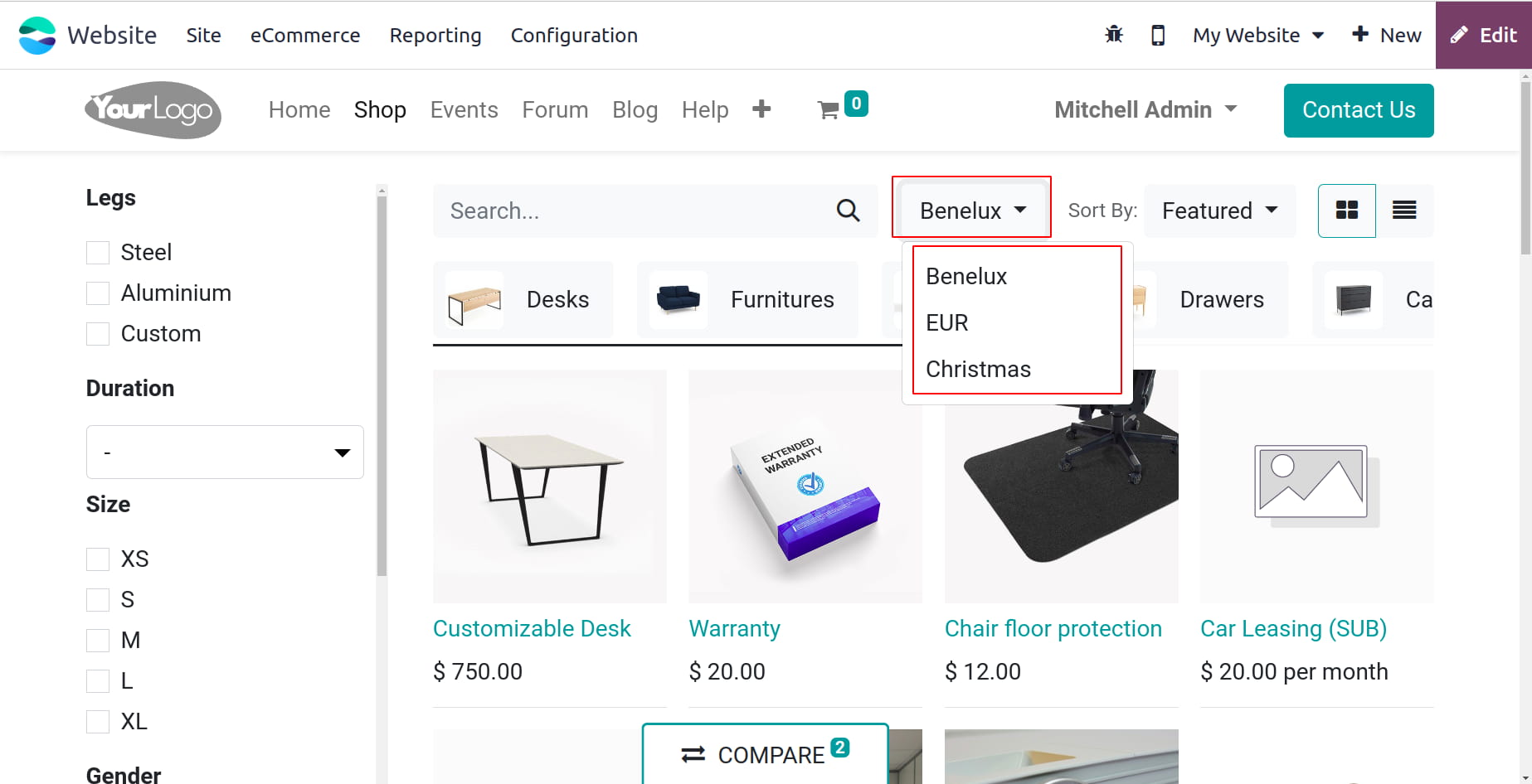 Odoo website ecommerce integration