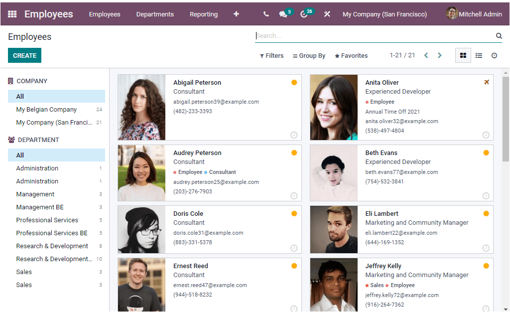 Company Employes in Odoo (HR module)