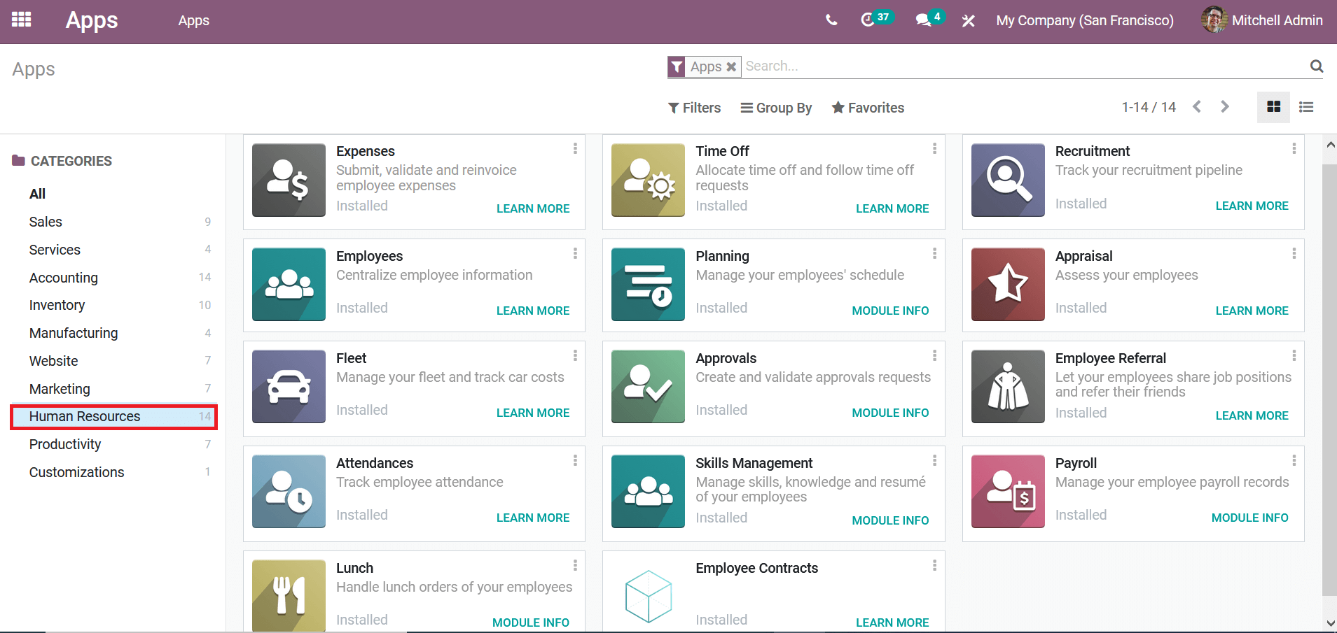 HR module in Odoo ERP