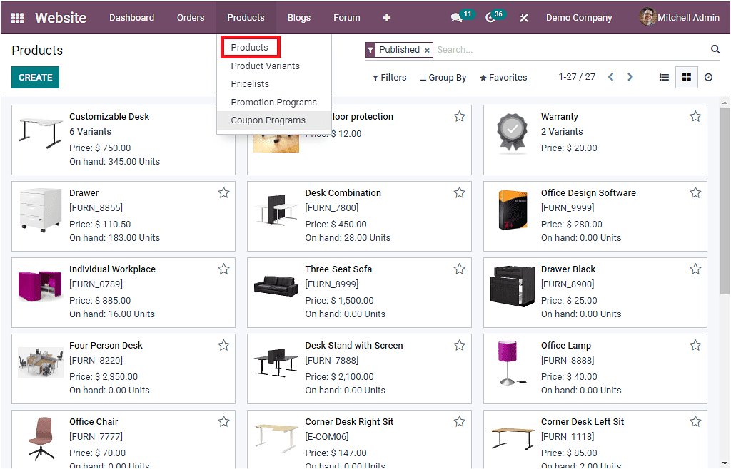 Product Management in Odoo ERP