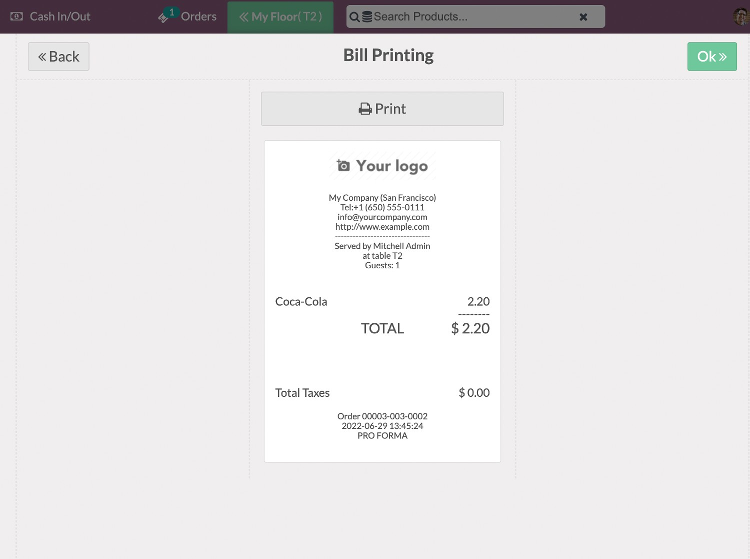 Blling in Odoo for restaurants