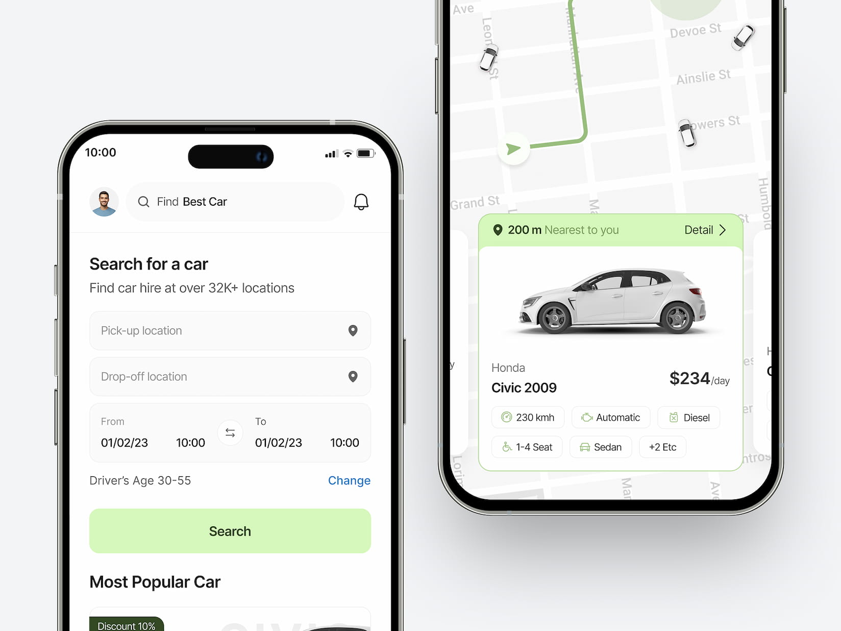 Search filter for car rental mobile application