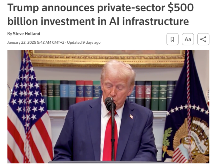 trump announces 500 billion investment in AI